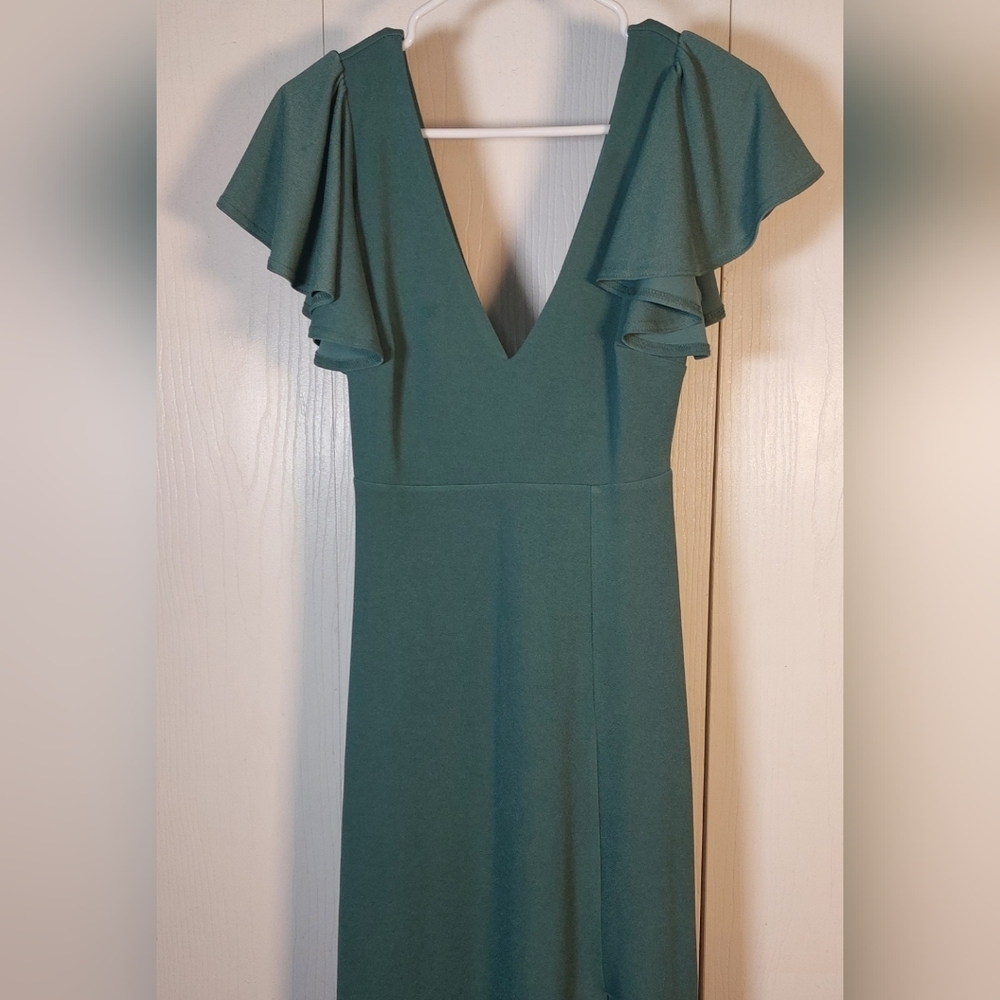 Birdy Grey Hannah Maxi Dress Size Small Flutter Sleeve Crepe Romantic Wedding - Picture 8 of 15